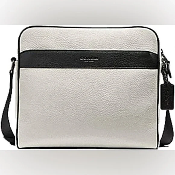 Coach Charles Leather Camera Messenger Bag - F26077 - White/Black - Picture 2 of 13